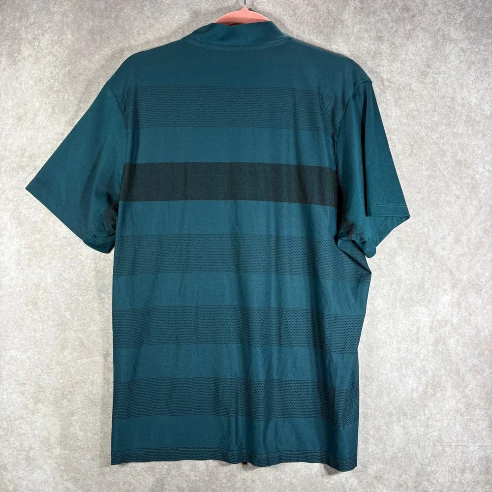 Nike Golf Shirt Mens Size Large Teal 802830-346 Modern Fit Dri-Fit Striped Polo